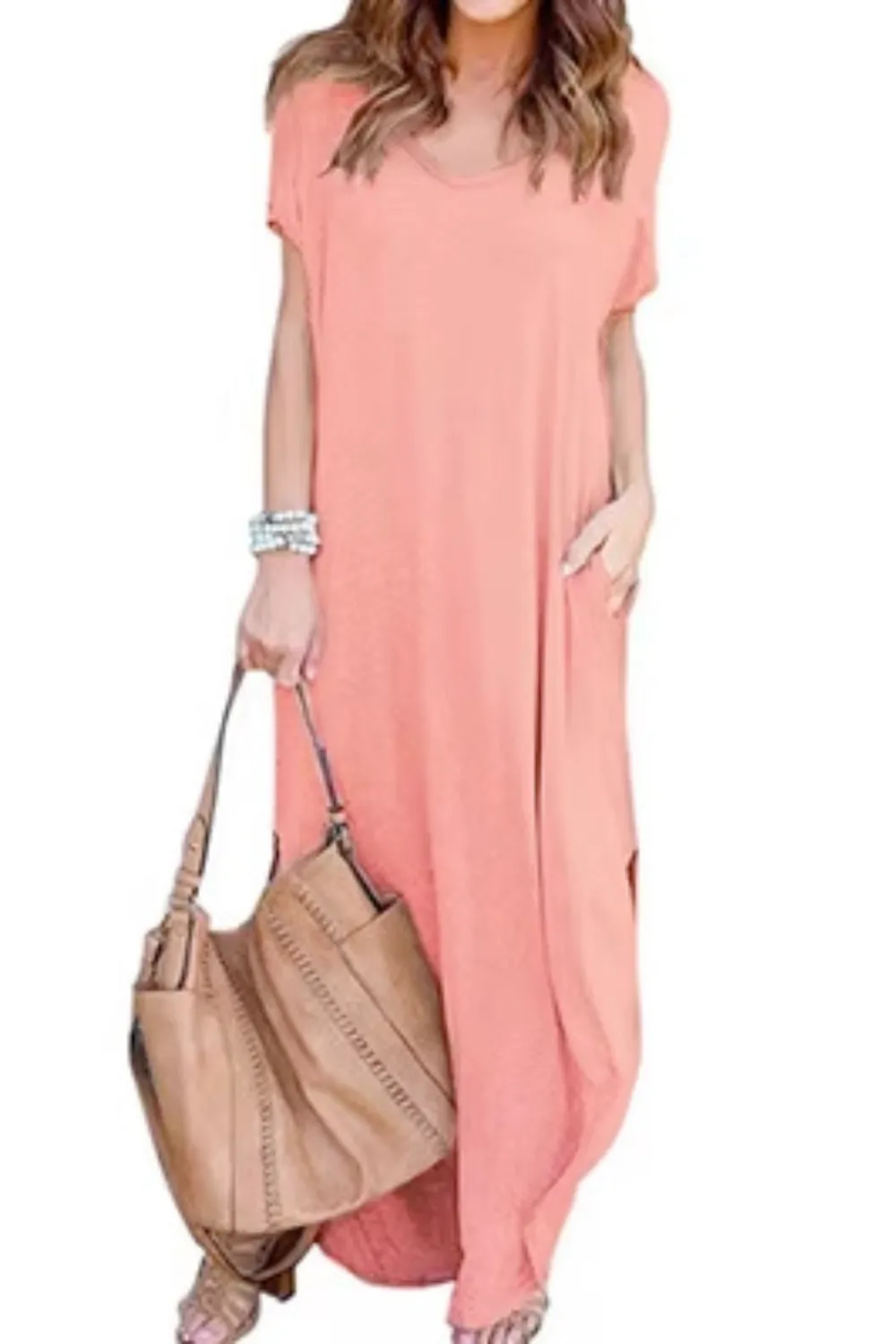 'Viola' Plus Size V-Neck Loose Long Dress (10 Colors) sold by Goodnight Macaroon product image thumbnail 5