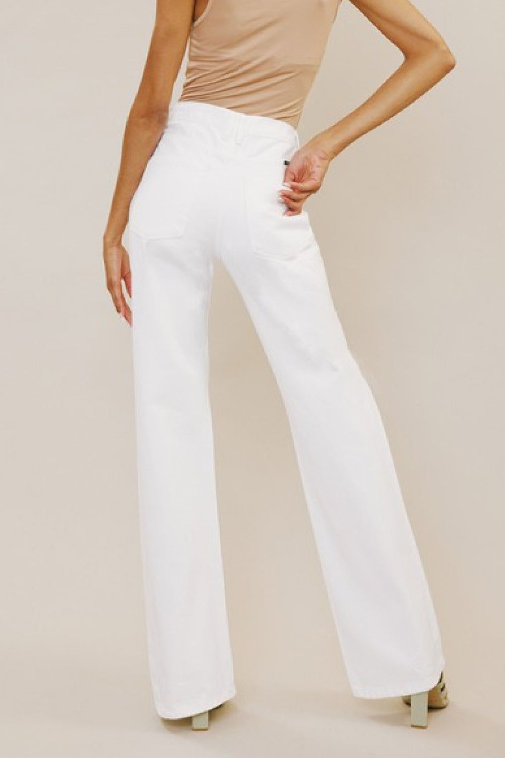 Kancan High-Rise Distressed Flare Jeans in White #17428 sold by Goodnight Macaroon product image thumbnail 2