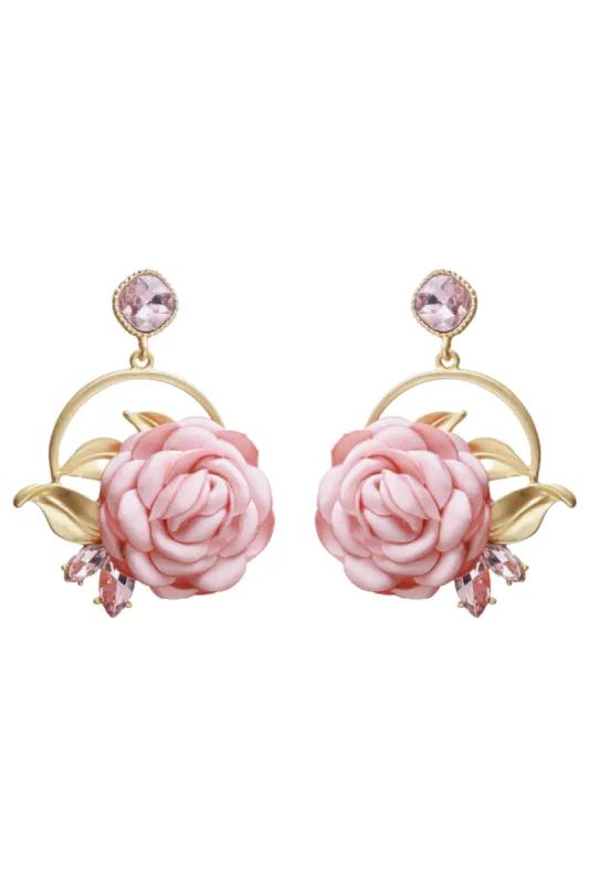 'Amelia' Pink Floral Drop Earrings sold by Goodnight Macaroon