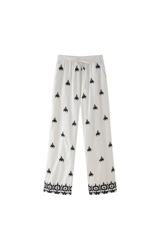 ‘Kaitlyn’ Embroidered Wide-Leg Pants sold by Goodnight Macaroon