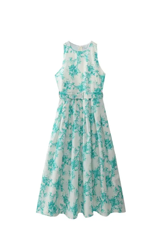 'Amelia' Sleeveless Printed Midi Dress sold by Goodnight Macaroon