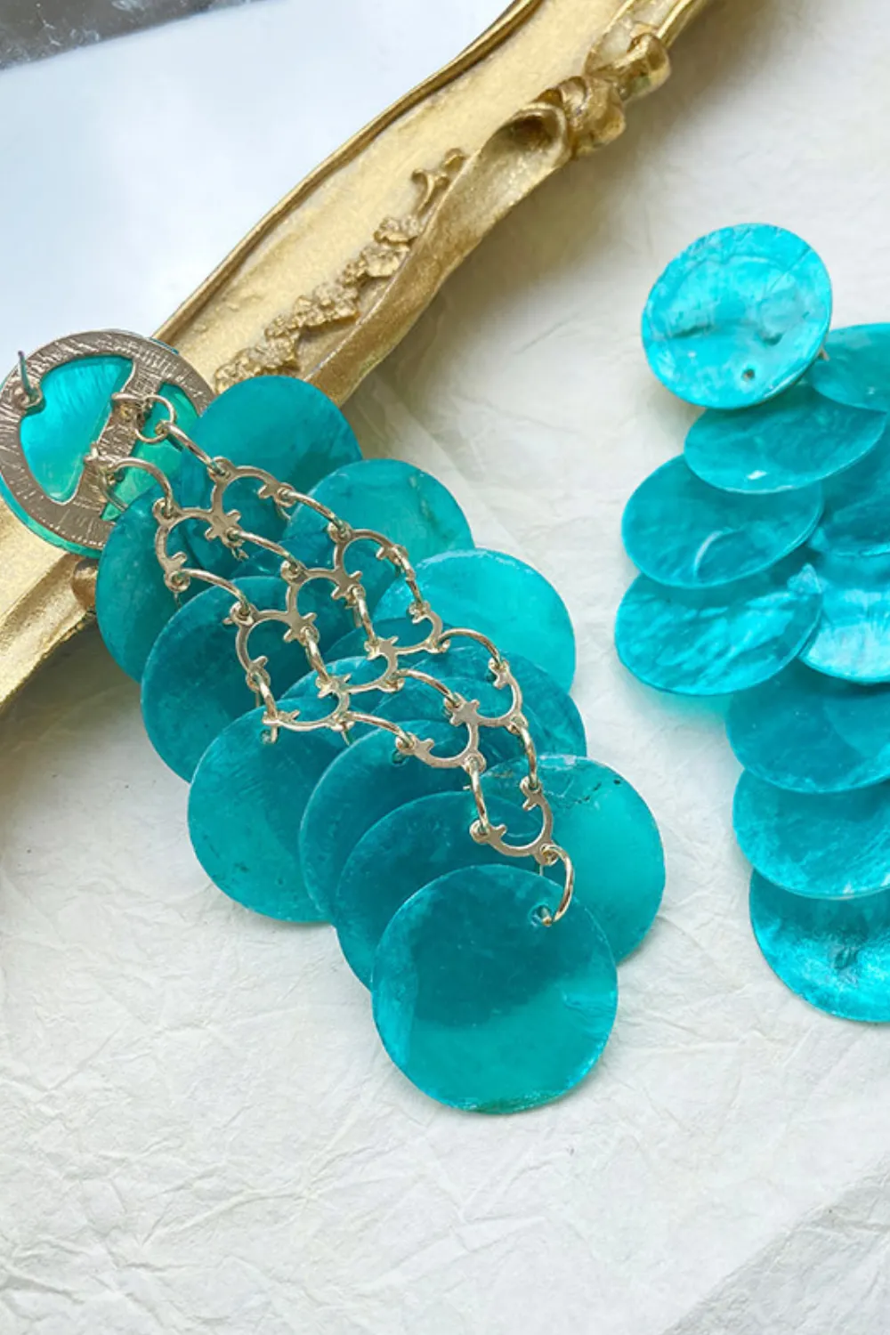 'Raira' Round Pearl Shell Drop Earrings sold by Goodnight Macaroon product image thumbnail 2