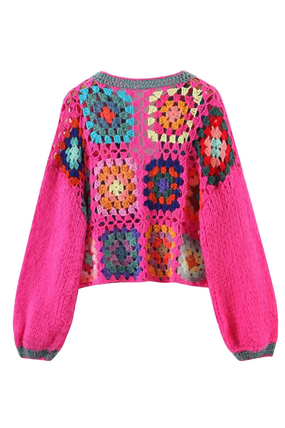 'Tatiana' Crochet Hand-Knitted Open Front Cardigan sold by Goodnight Macaroon product image thumbnail 2