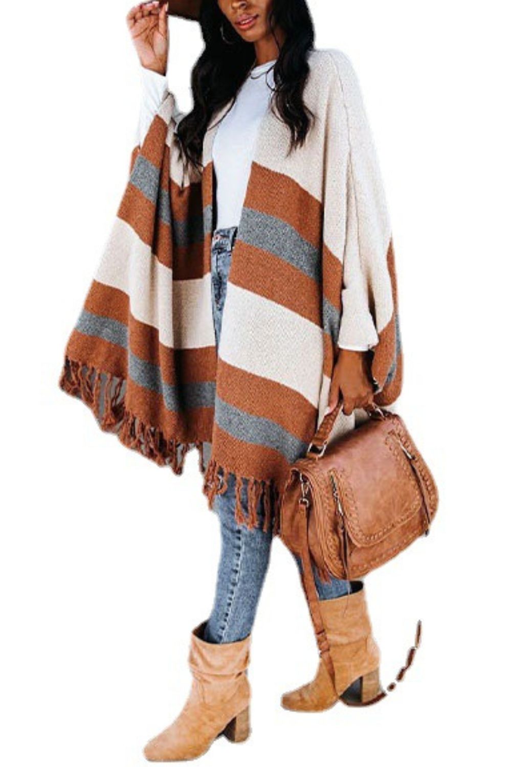 'Bellamy' Tassel Shawl Coat (2 COLORS) sold by Goodnight Macaroon product image thumbnail 4