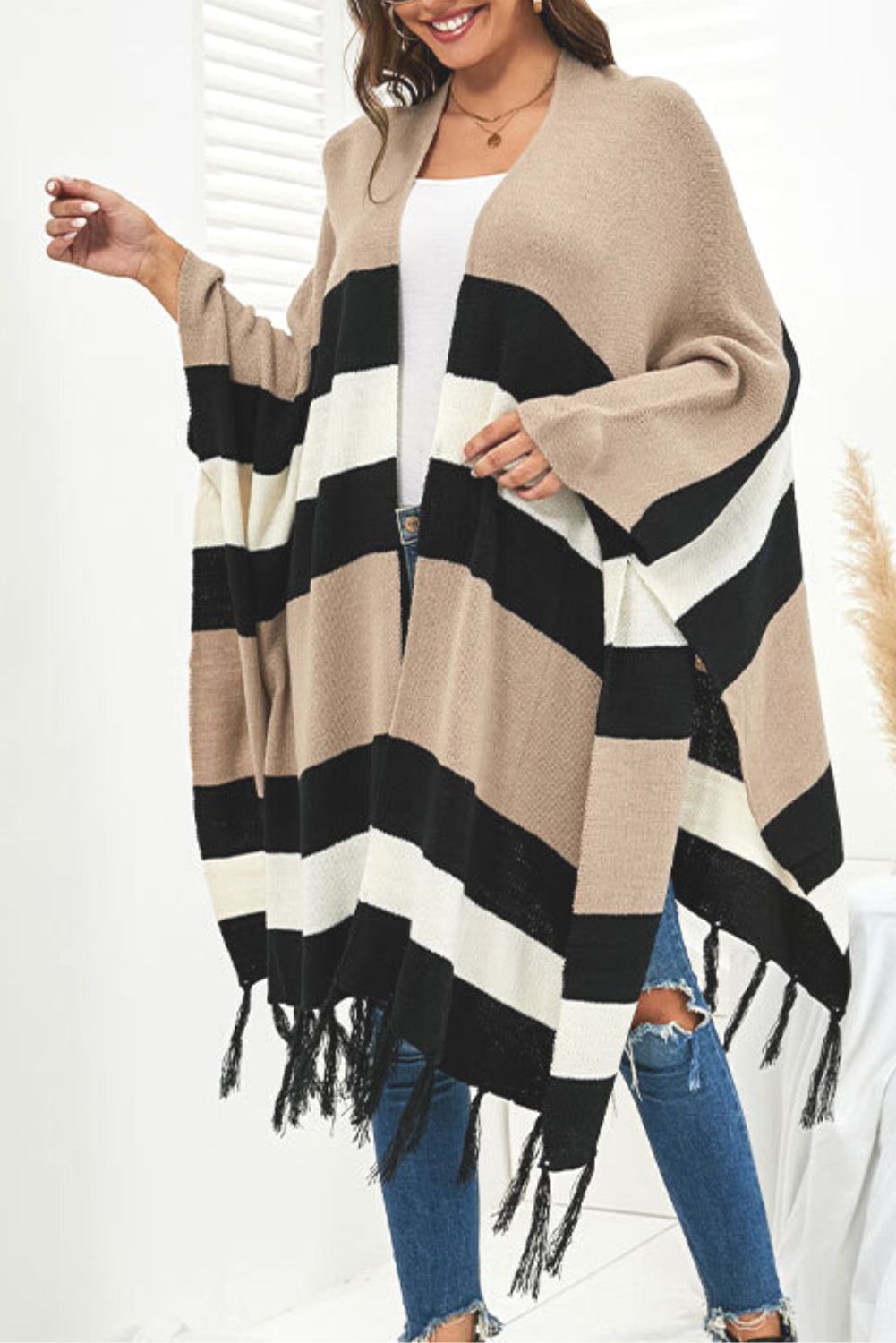 'Bellamy' Tassel Shawl Coat (2 COLORS) sold by Goodnight Macaroon product image thumbnail 3