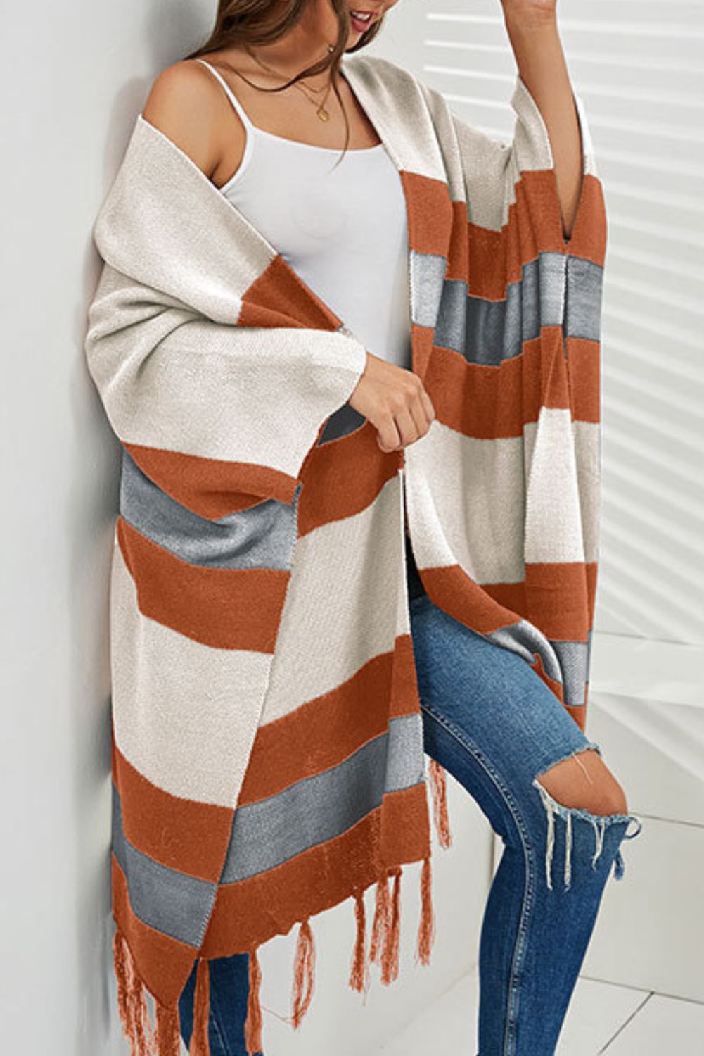 'Bellamy' Tassel Shawl Coat (2 COLORS) sold by Goodnight Macaroon product image thumbnail 2