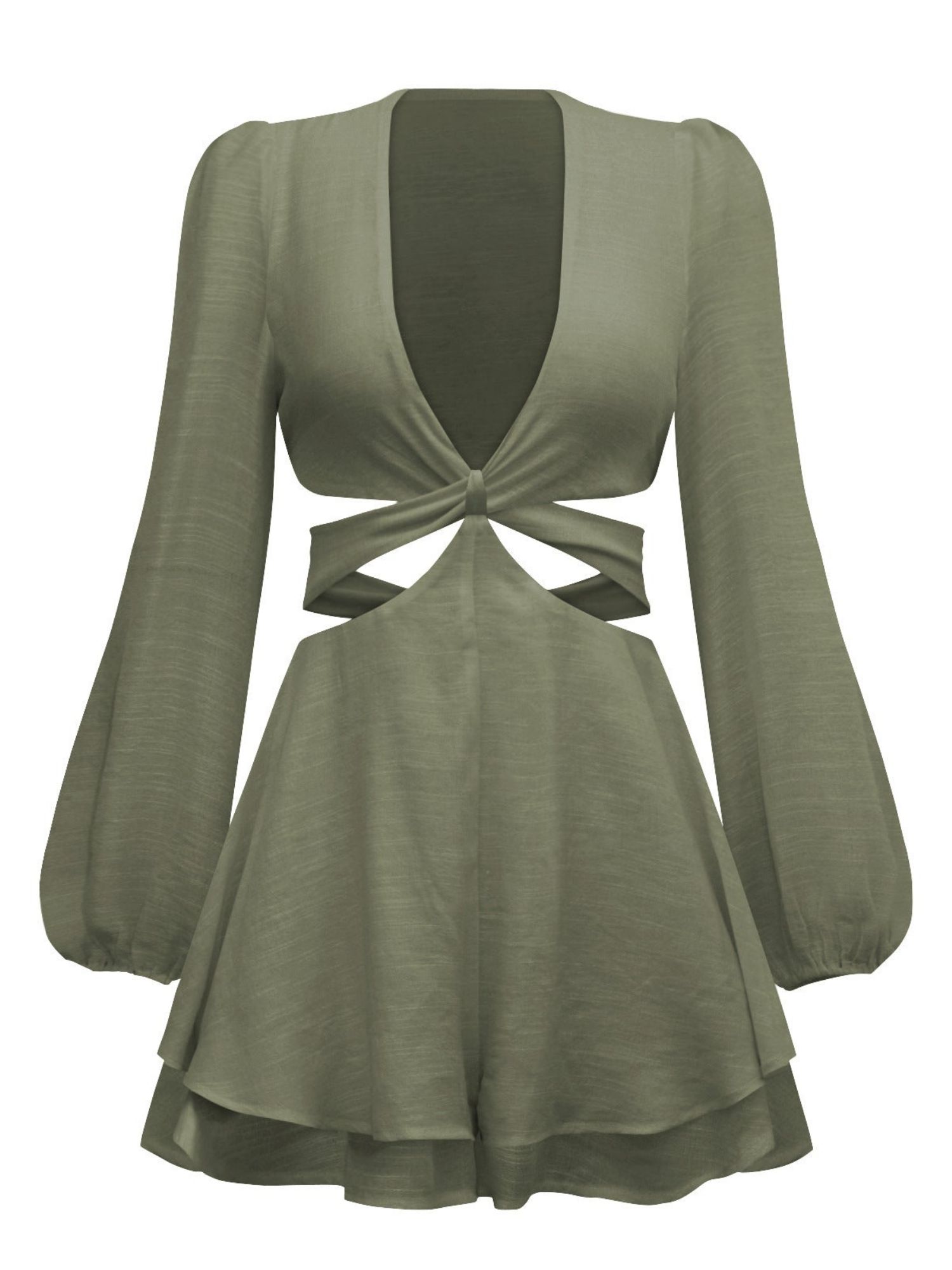 'Aileen' Deep V-neck Waist Cut Romper (4 Colors) sold by Goodnight Macaroon product image thumbnail 4