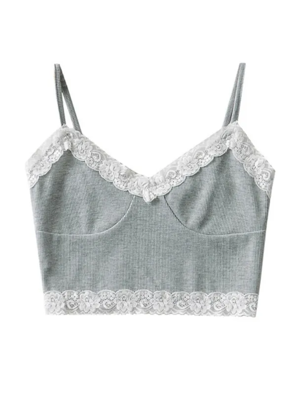 'Stephie' Lace-pleated Cropped Top (3 Colors) sold by Goodnight Macaroon