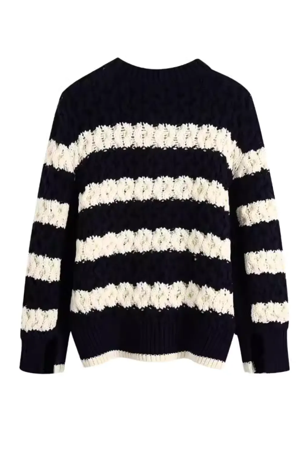 'Sage' Striped Round-Neck Knitted Pullover Sweater sold by Goodnight Macaroon product image thumbnail 2