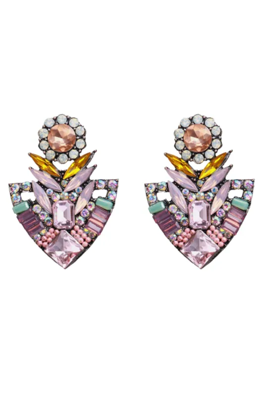 'Charlotte' Triangle Rhinestones Drop Earrings sold by Goodnight Macaroon