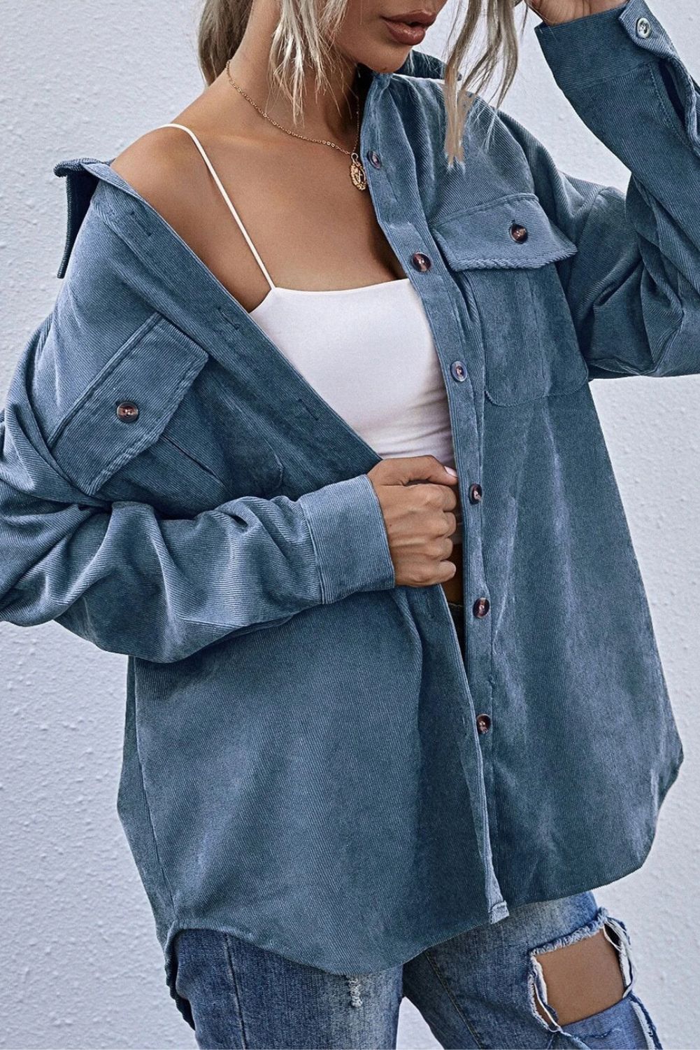 'Fernanda' Corduroy Shacket (4 COLORS) sold by Goodnight Macaroon product image thumbnail 4