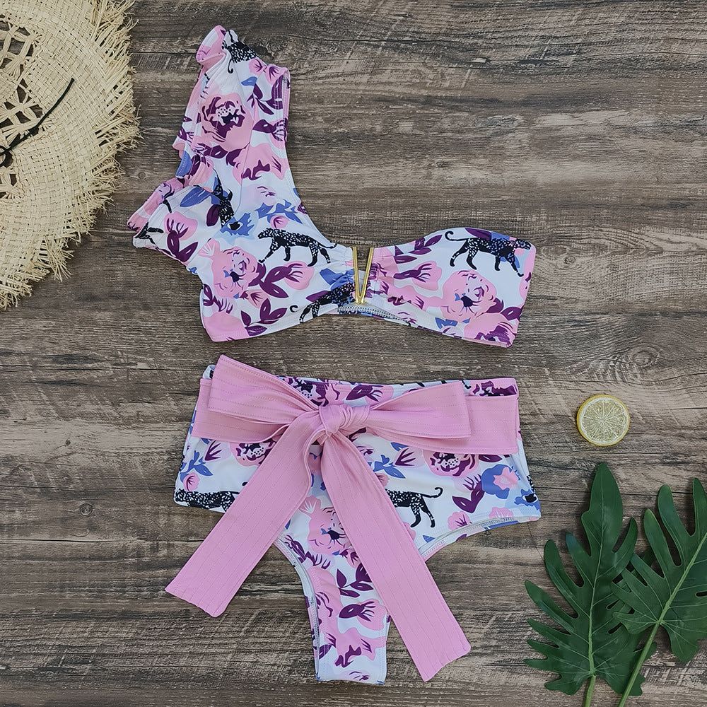 Ruffle One Shoulder Two-Piece Swimsuit #166981 sold by Goodnight Macaroon product image thumbnail 2
