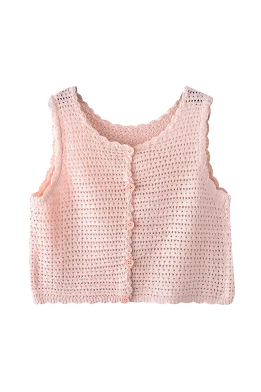 'Michaela' Round-Neck Knitted Sleeveless Cardigan (2 Colors) sold by Goodnight Macaroon