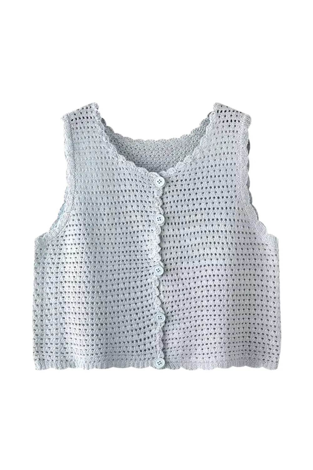 'Michaela' Round-Neck Knitted Sleeveless Cardigan (2 Colors) sold by Goodnight Macaroon product image thumbnail 2