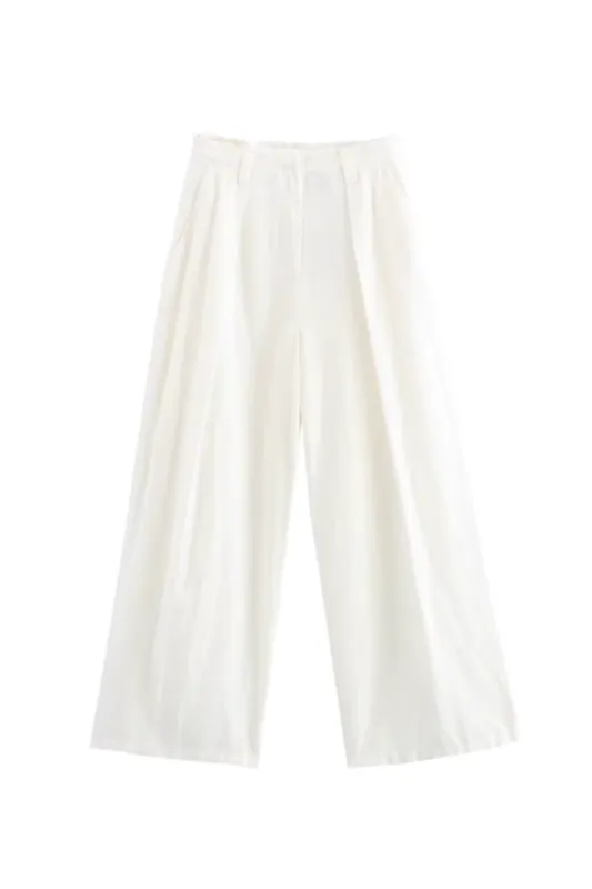 'Melanie' Linen Blend Wide-leg Pants sold by Goodnight Macaroon