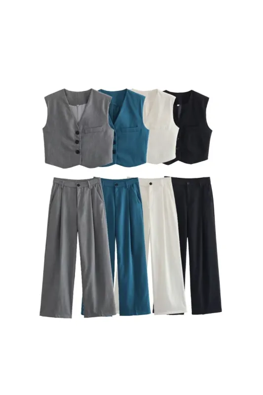 'Kseniya' Sleeveless Vest & Trousers (Sold Separately) sold by Goodnight Macaroon