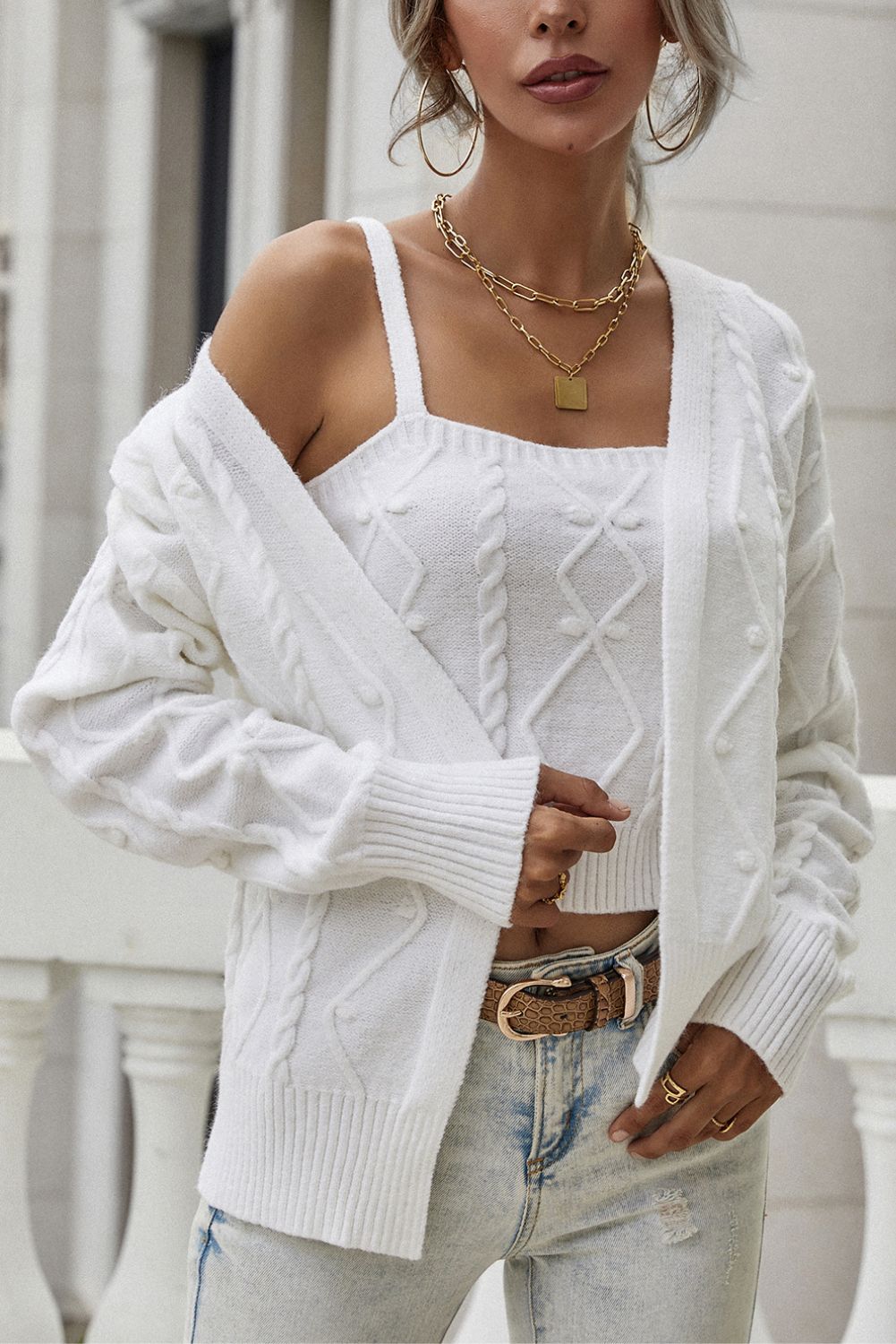 'Mandia' Knitted Cardigan and Vest Two Piece Set (5 COLORS) sold by Goodnight Macaroon