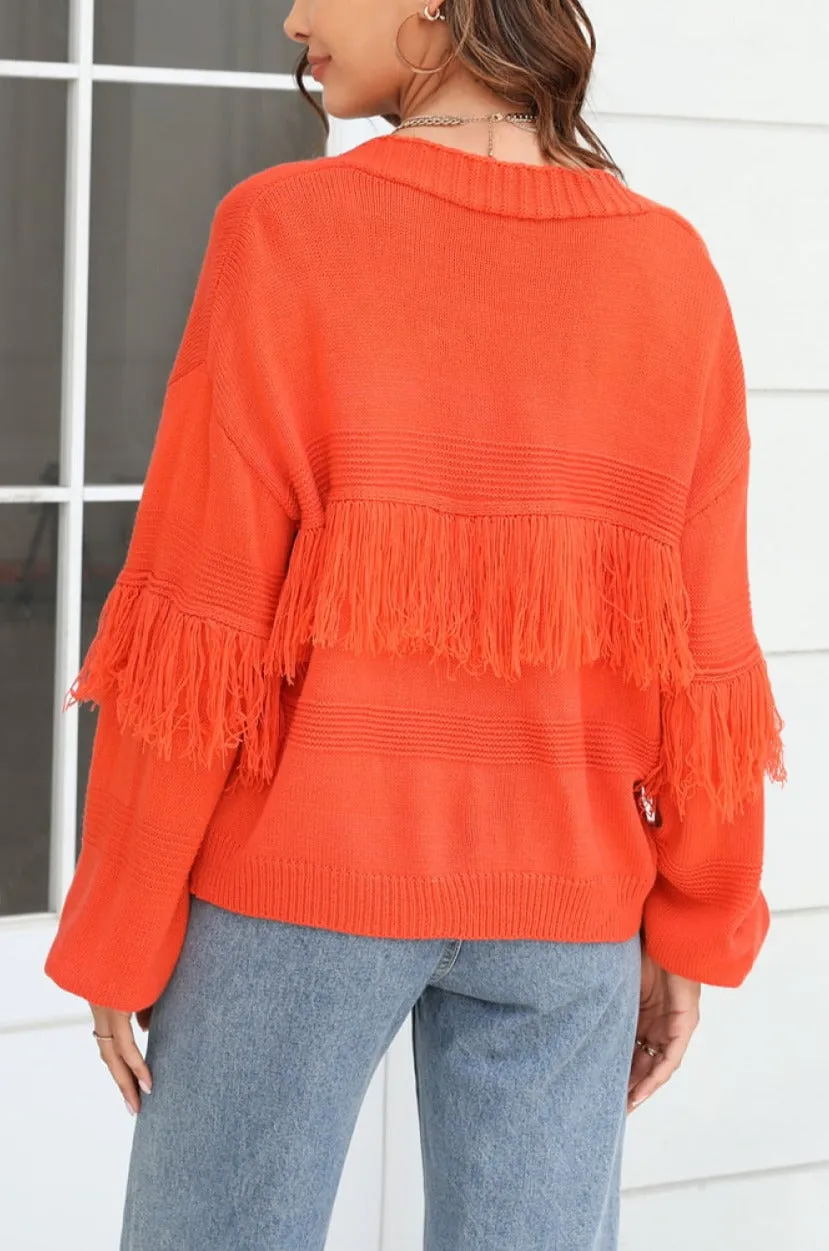 Double Take Fringe Trim Open Front Cardigan sold by Goodnight Macaroon product image thumbnail 2
