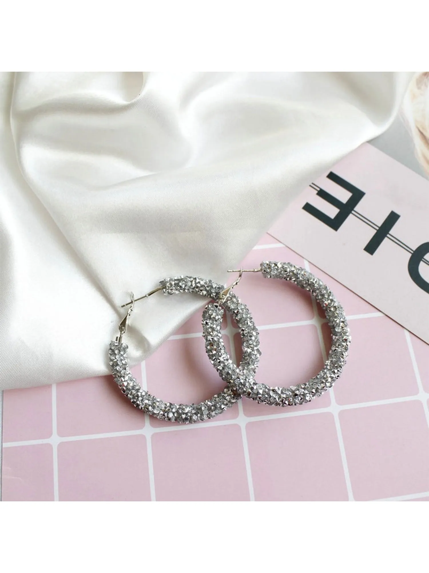 'Warry' Crystal Hoop Earrings (4 Colors) sold by Goodnight Macaroon product image thumbnail 4