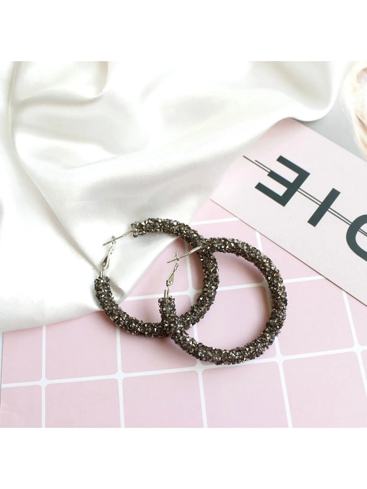 'Warry' Crystal Hoop Earrings (4 Colors) sold by Goodnight Macaroon product image thumbnail 2