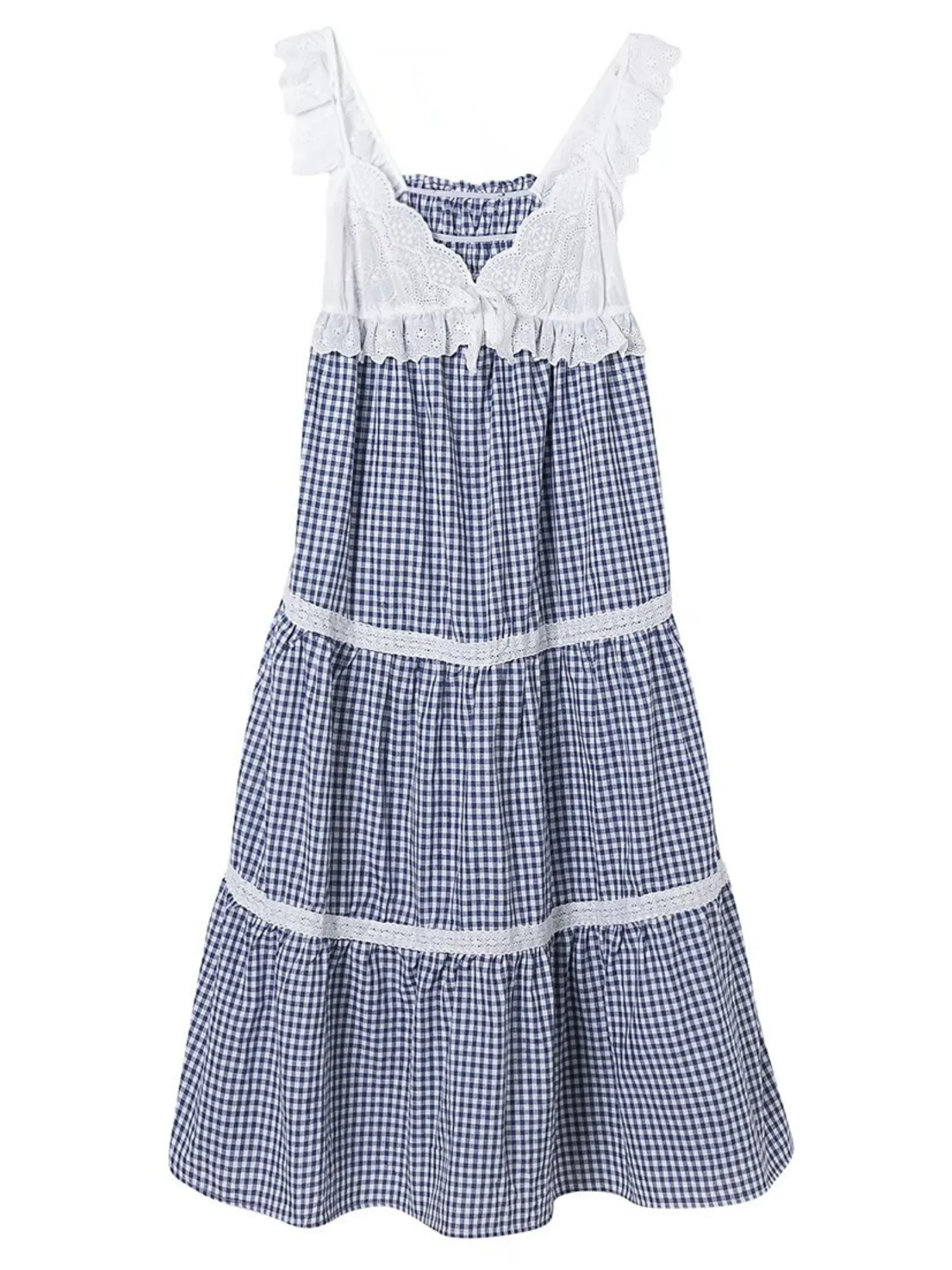 'Rayne' Crochet Lace Checked Midi Dress sold by Goodnight Macaroon