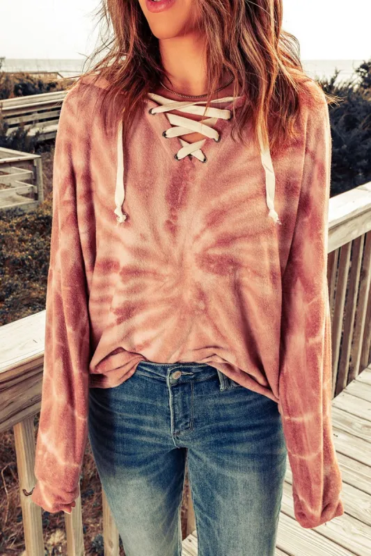 Tie-Dye Lace-Up Hoodie sold by Goodnight Macaroon