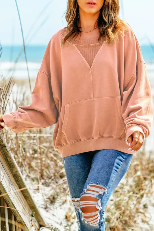 Dropped Shoulder Sweatshirt with Kangaroo Pocket made by Goodnight Macaroon