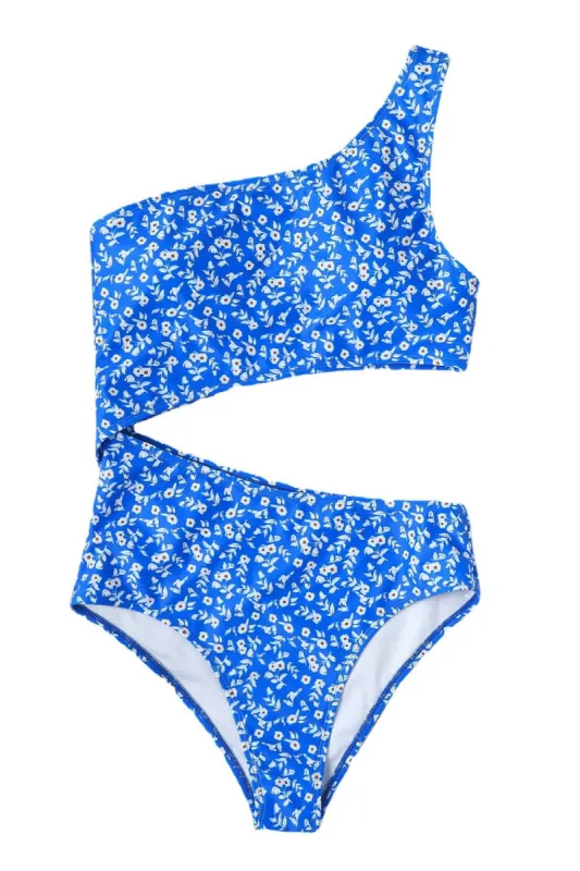 'Sabrina' Floral Hollow Backless One Piece Swimsuit sold by Goodnight Macaroon