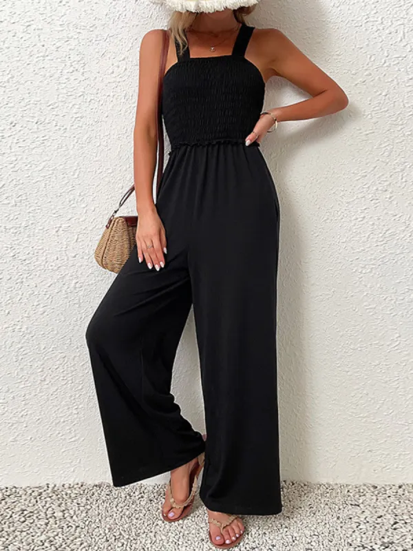 'Gina' Ruched Wide-Leg Jumpsuit made by Goodnight Macaroon