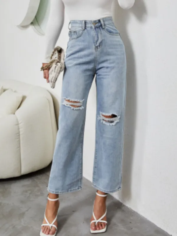 'Kiana' Distressed Straight Jeans made by Goodnight Macaroon