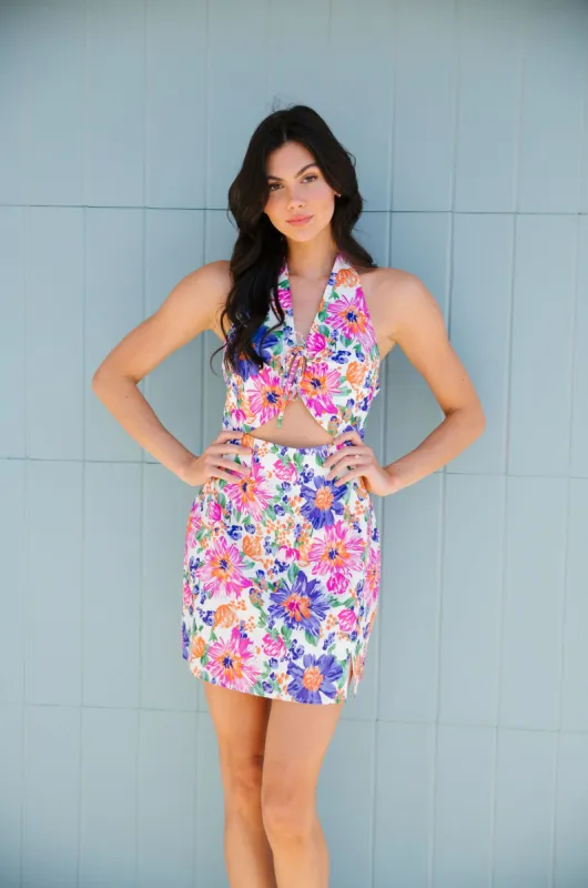 'Edna' Floral Backless Halter Neck Dress #122032 sold by Goodnight Macaroon