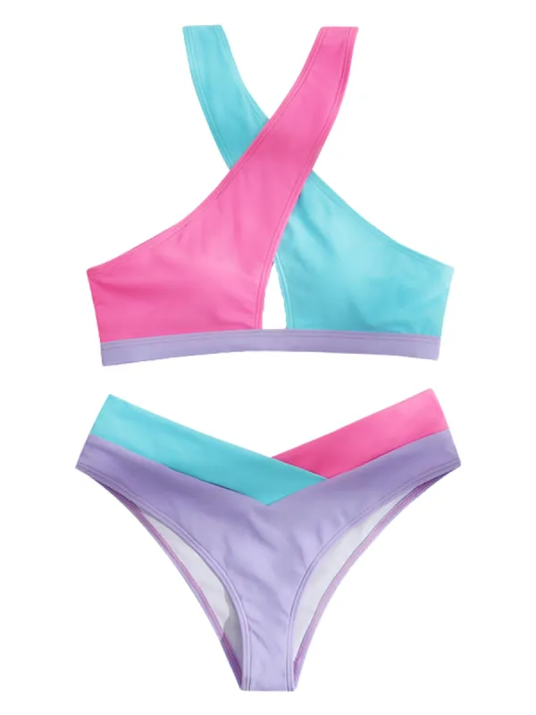 'Suzanne' Criss Cross Color Matching Bikini (4 Colors) made by Goodnight Macaroon