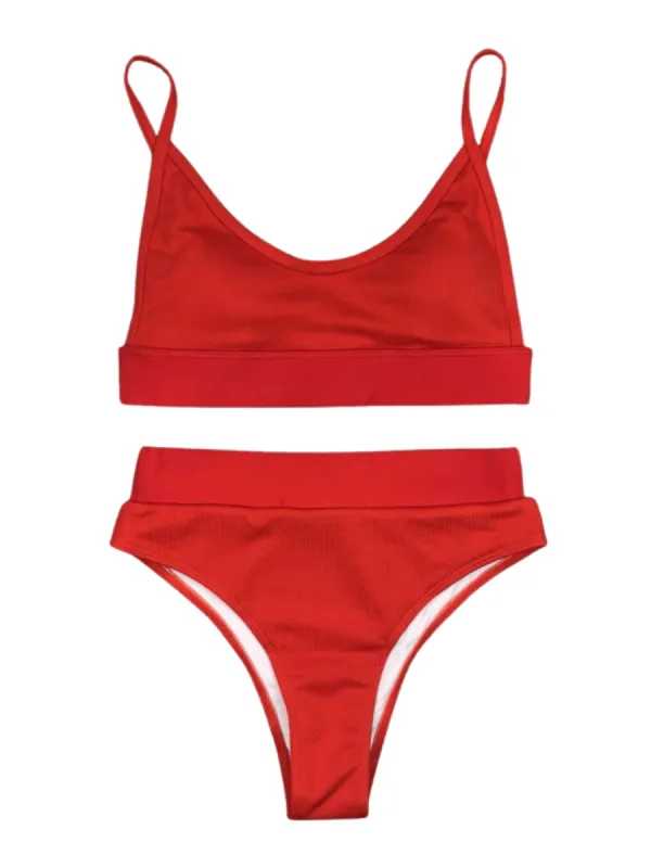 'Anika' Ribbed High Waist Bikini (3 Colors) made by Goodnight Macaroon