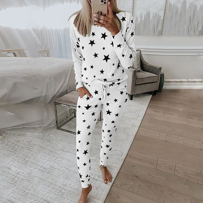 Star Printed Long Sleeve Casual Pajamas Loungwear Set sold by Goodnight Macaroon