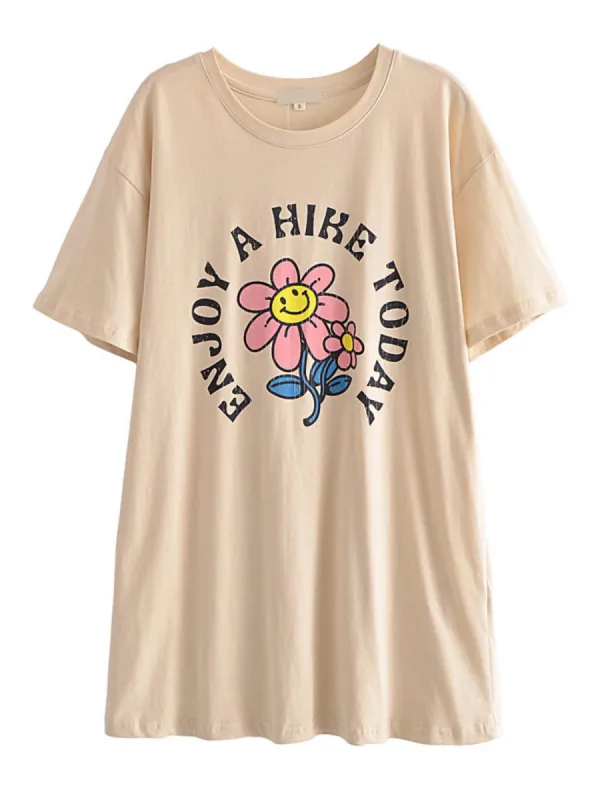 'Kat' Sunflower Printed Oversized T-shirt sold by Goodnight Macaroon