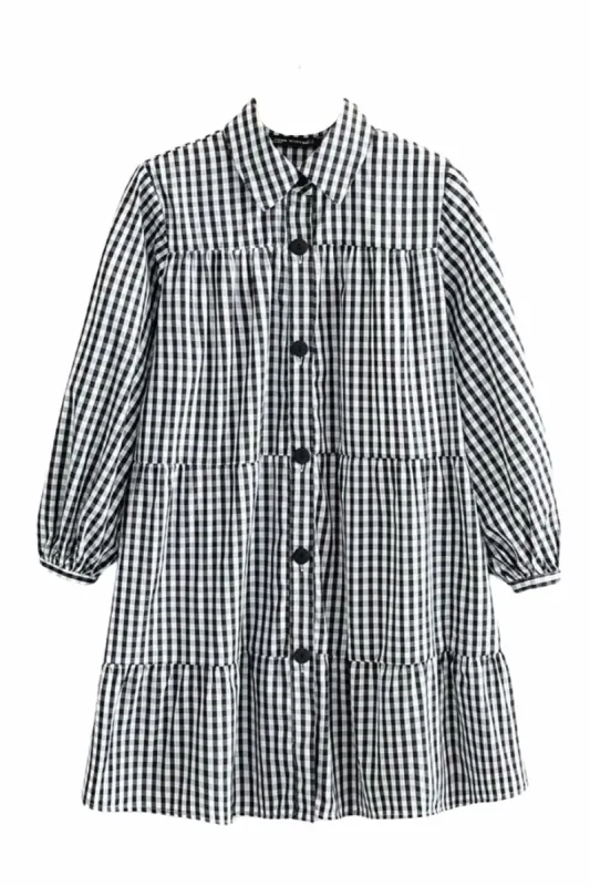 'Liza' Gingham Tiered Dress #180299 sold by Goodnight Macaroon