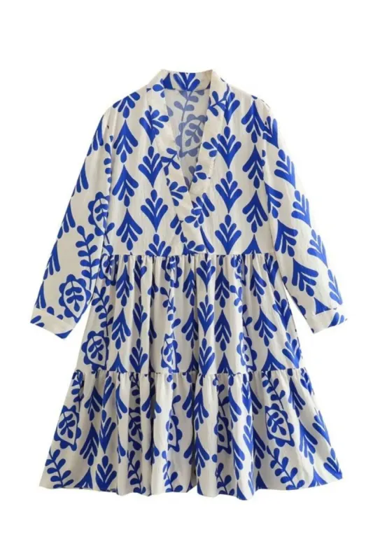 'Bernadette' V-Neck Layered Printed Short Dress sold by Goodnight Macaroon