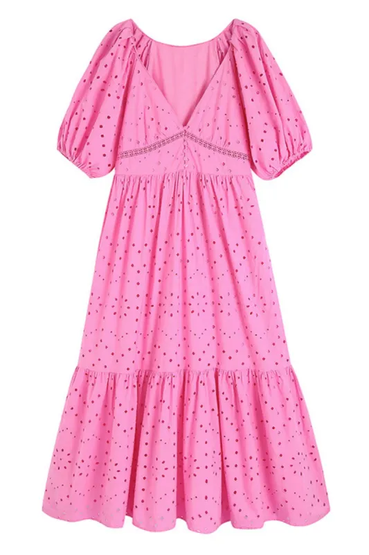 'Demi' Eyelet Embroidery V-Neck Dress sold by Goodnight Macaroon