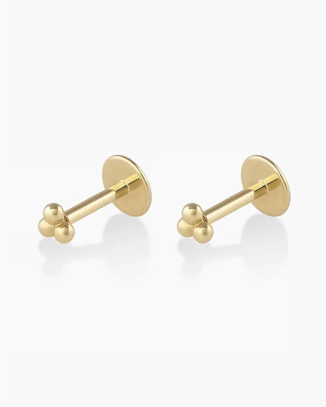 14k Gold Trio Threaded Flat Back Studs sold by Gorjana