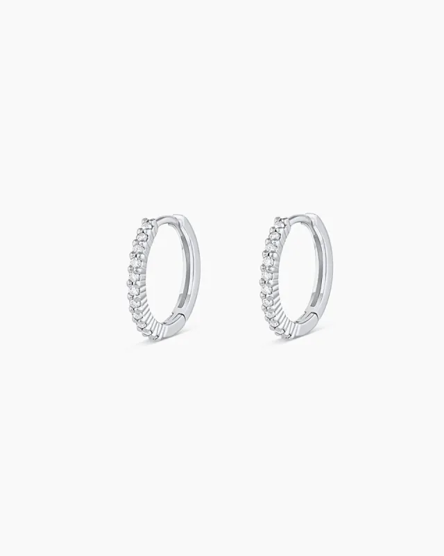 14k White Gold Diamond Pavé 11mm Huggies sold by Gorjana