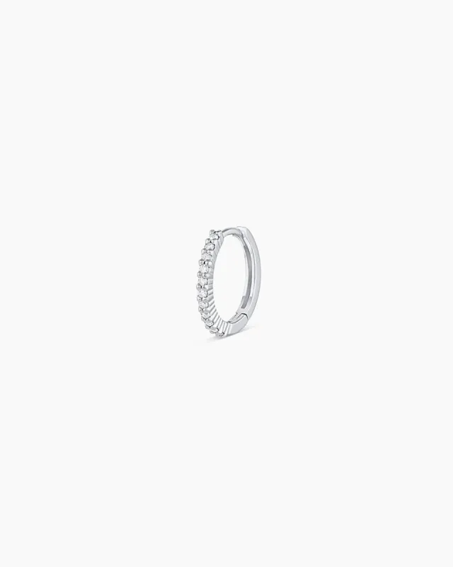 14k White Gold Diamond Pavé 11mm Huggie sold by Gorjana
