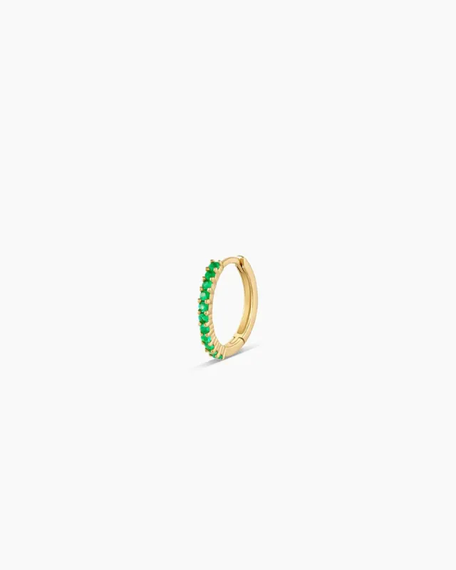 Emerald Pavé 11 mm Huggie sold by Gorjana