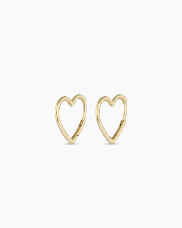 14k Gold Open Heart Huggies sold by Gorjana