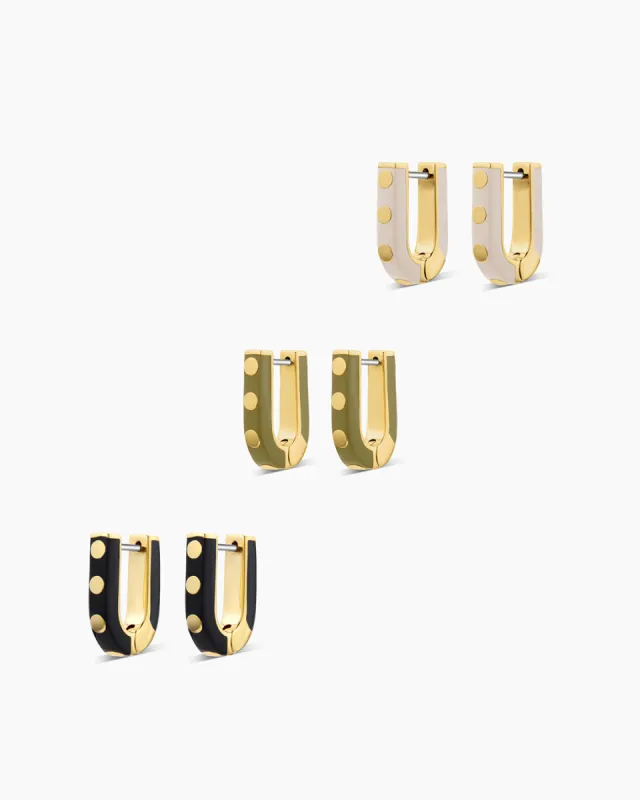 Asher Enamel Link Huggies sold by Gorjana