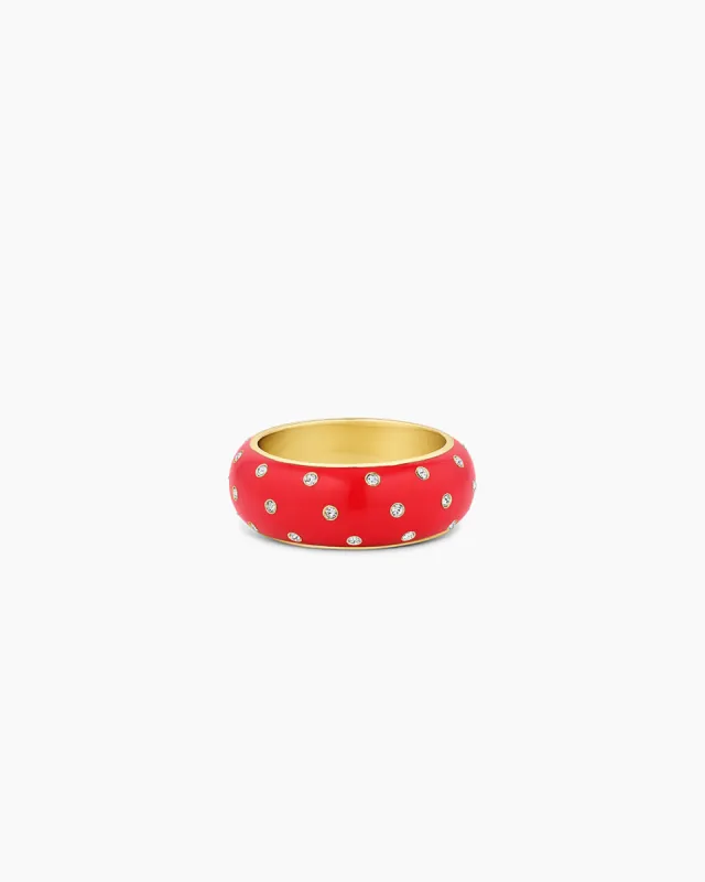 Noel Red Enamel Shimmer Ring sold by Gorjana
