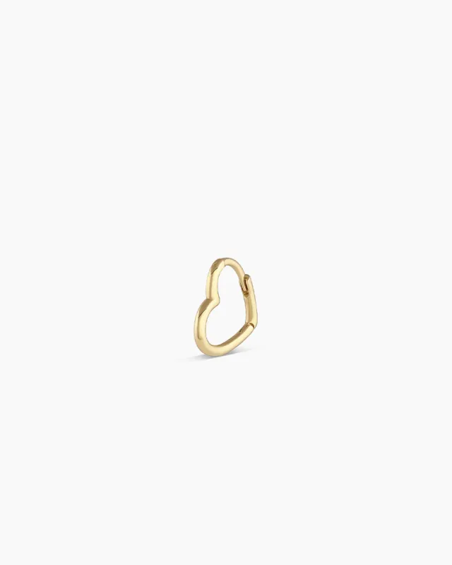 14k Gold Mini Open Heart Single Huggie sold by Gorjana