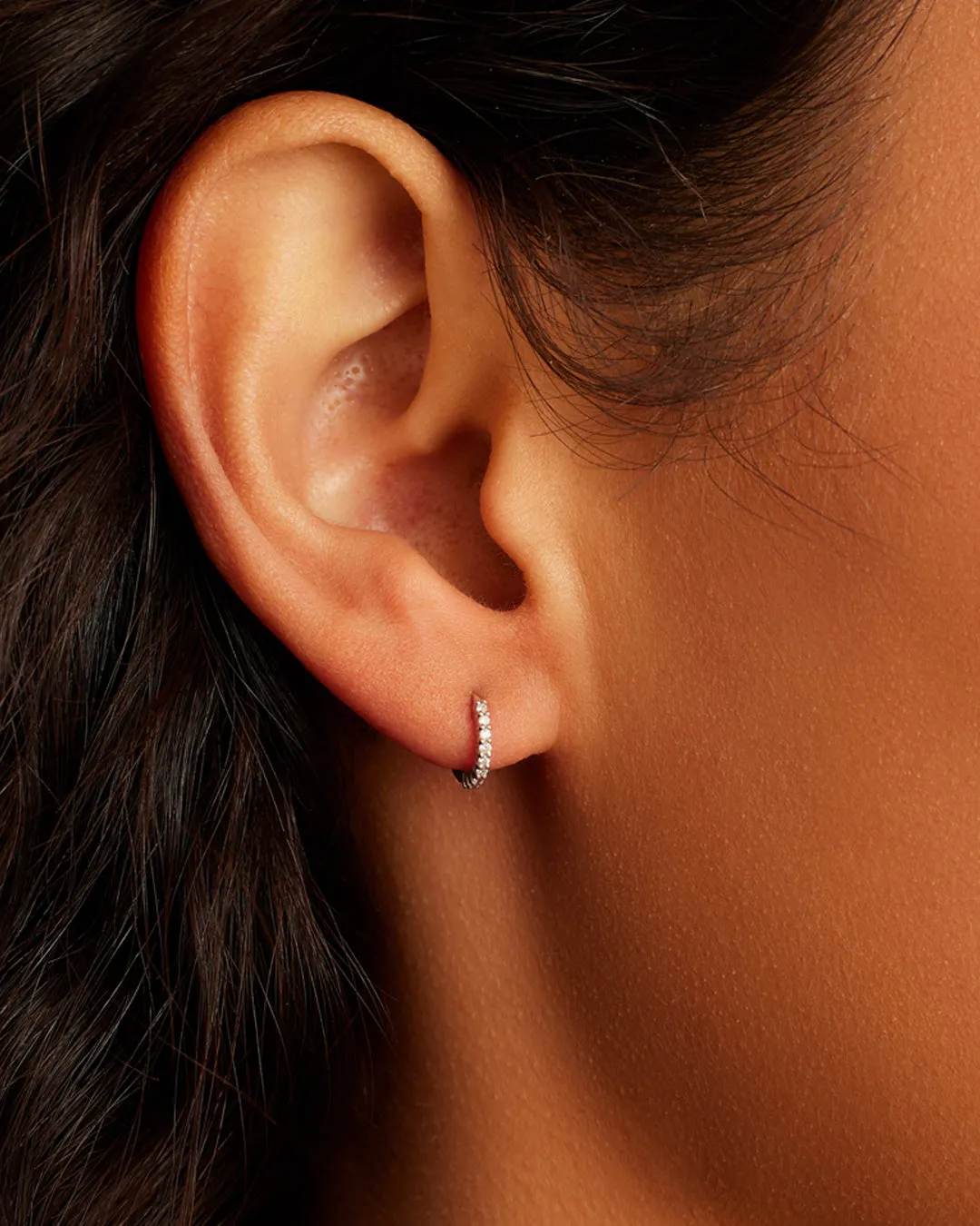 14K White Gold Diamond Pavé Single Huggie sold by Gorjana product image thumbnail 2
