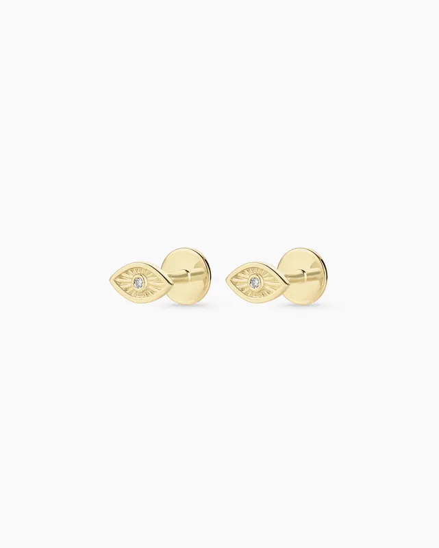 Diamond Evil Eye Flat Back Studs sold by Gorjana
