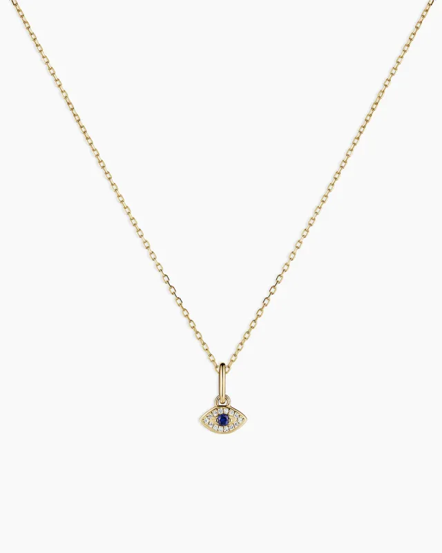 Diamond and Blue Sapphire Evil Eye Charm Necklace sold by Gorjana