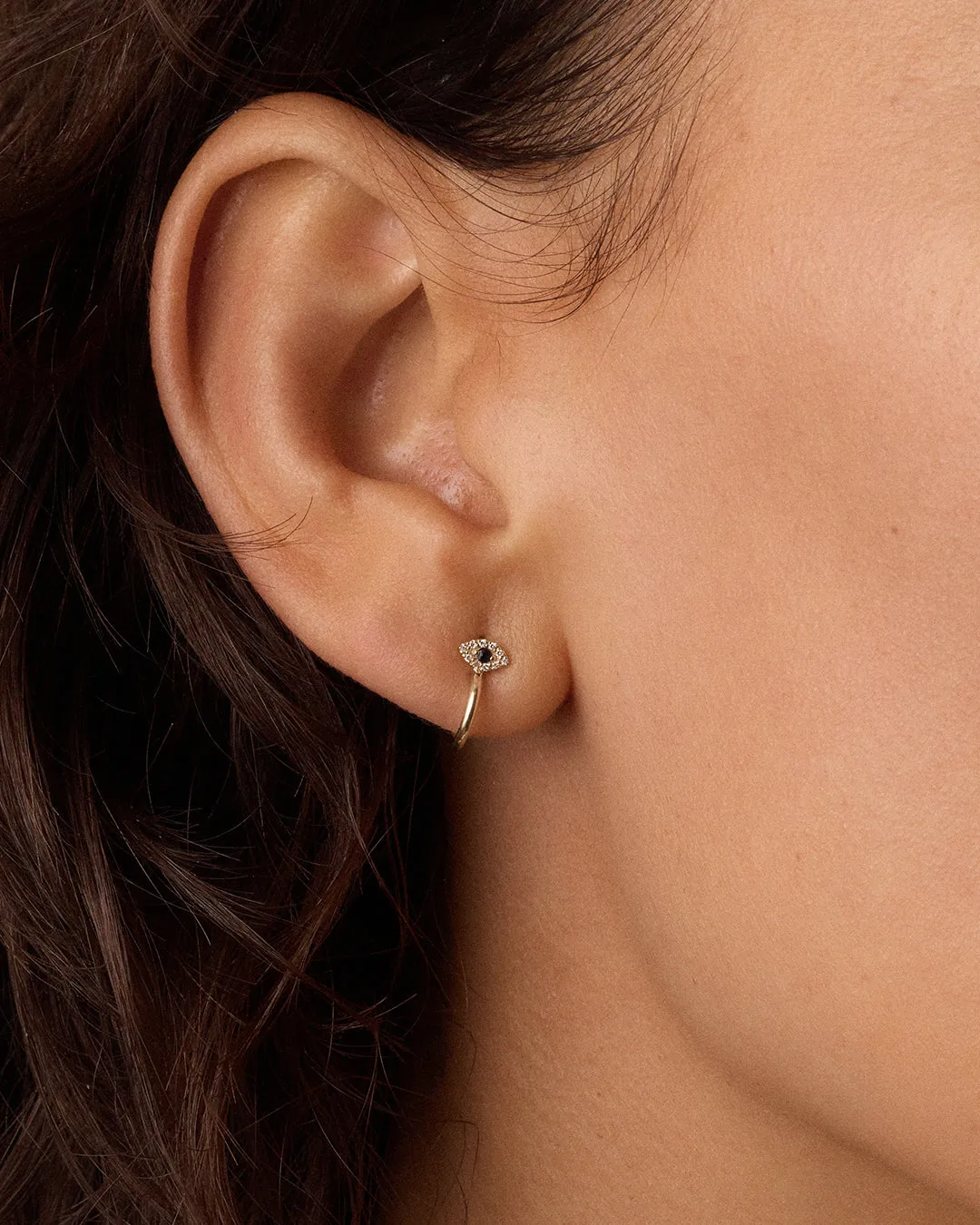 Diamond and Blue Sapphire Evil Eye Stud Huggies sold by Gorjana product image thumbnail 2